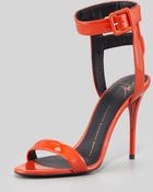 Giuseppe Zanotti Patent Leather Cage-Back Sandal - Lyst