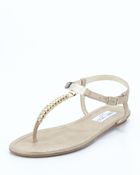 Jimmy Choo Nox Flat Crystal Thong Sandal Gold - Lyst