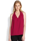 Diane von Furstenberg Raegan Draped Georgette Top - Lyst
