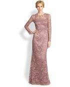 Dolce & Gabbana Long Sleeve Lace Gown Rose - Lyst