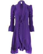 Oscar de la Renta Long Sleeve Ruffle Front Drape Coat - Lyst