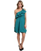 Rebecca Taylor Ruffle One Shoulder Dress - Lyst