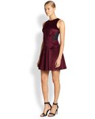 Tibi Fitflare Velvet Meshback Dress - Lyst