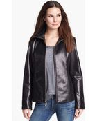 Ellen Tracy Leather Scuba Jacket - Lyst