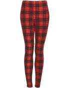 Topshop Plaid Denim Leggings - Lyst