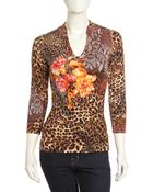 Alberto Makali Animal and Floral-print Tunic Brown - Lyst