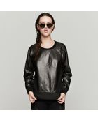 Helmut Lang Leather Sweatshirt - Lyst