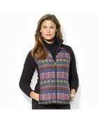 Lauren by Ralph Lauren Quilted Front Fleece Jacket - Lyst