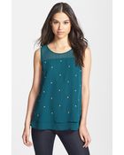 Bobeau Sheer Beaded Top - Lyst