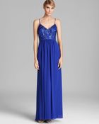 Sue Wong V Neck Beaded Top Grecian Gown - Lyst