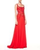 Elie Saab Beadedtop Belted Biascut Gown - Lyst