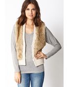 Forever 21 Faux Fur Cable Knit Vest - Lyst
