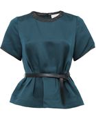 3.1 Phillip Lim Belted Peplum Top - Lyst
