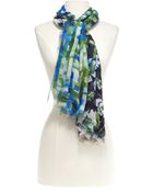 Oscar de la Renta Painted Floral Print Scarf - Lyst