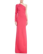 Escada Oneshoulder Longsleeve Gathered Gown Blossom - Lyst