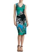 Etro Sleeveless Paisleyprint Jersey Dress Greenmulti - Lyst