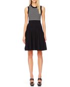 Michael Kors Striped Flare-Skirt Dress - Lyst