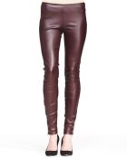 The Row Stretch Leather Skinny Pants Mahogany - Lyst