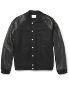 Band Of Outsiders Leather And Wool-Blend Bomber Jacket - Lyst