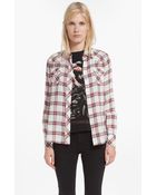 Maje Dispersio Plaid Cotton Shirt - Lyst
