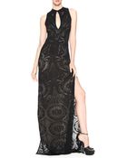 Roberto Cavalli Sideslit Keyhole Gown - Lyst
