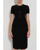 Elie Saab Knit Drs W Lace and Peplum - Lyst