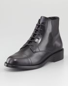 Saint Laurent Chelsea Laceup Leather Bootie Black - Lyst