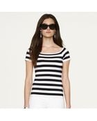 Ralph Lauren Black Label Striped Off-the-shoulder Top - Lyst