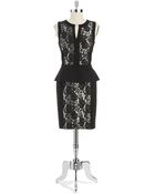 Vince Camuto Lace Paneled Peplum Dress - Lyst
