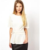 Asos Peplum Top with Knot Detail - Lyst