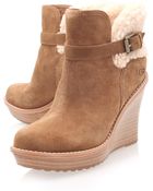 Ugg Chestnut Anais Wedge Boots - Lyst