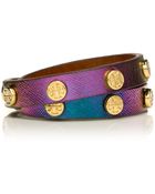 Tory Burch Double Wrap Logo Stud Bracelet - Lyst
