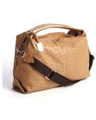 Furla Camel Ostrich Embossed Leather Elisabeth Hobo - Lyst