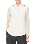 3.1 Phillip Lim Contrast Silk Blouse Bone - Lyst