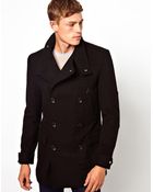 Asos Wool Jacket With Funnel Neck In Black - Lyst