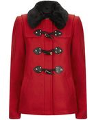 Juicy Couture Duffle Coat with Fur Collar - Lyst