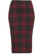 Topshop Multi Check Tube Skirt - Lyst