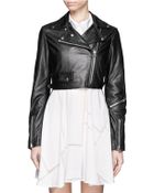 Acne Studios Cropped Leather Biker Jacket - Lyst