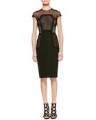 Lela Rose Placed-Lace Sheath Dress - Lyst