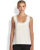 Oscar de la Renta Silk Scoopneck Top - Lyst