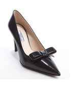 Prada Black Leather Bow Pumps - Lyst