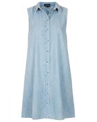 Topshop Moto Denim Button Dress - Lyst