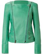 Balmain Mint Lambskin Biker Jacket - Lyst