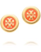 Tory Burch Logo Enamel Stud Earring - Lyst