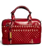 Asos River Island Wine Leather Embossed Stud Bowler Bag - Lyst