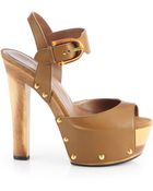 Gucci Nadege Leather Wooden Platform Sandals - Lyst