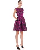 Theia Metallic Jacquard Aline Dress - Lyst
