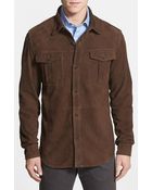 Faconnable Short Suede Leather Shirt Jacket - Lyst