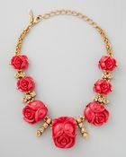 Oscar de la Renta Resin Rose Necklace Amaranth - Lyst