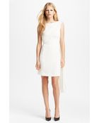 Saint Laurent Draped Shoulder Silk Dress - Lyst